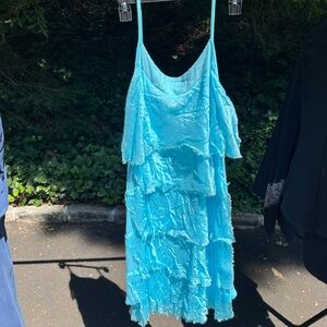 Prodotto in Italia Blue Ruffle Dress